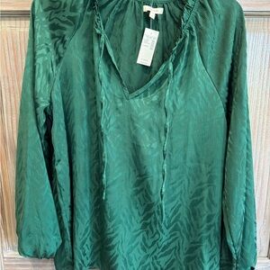 Maurices Green Tie Front Blouse